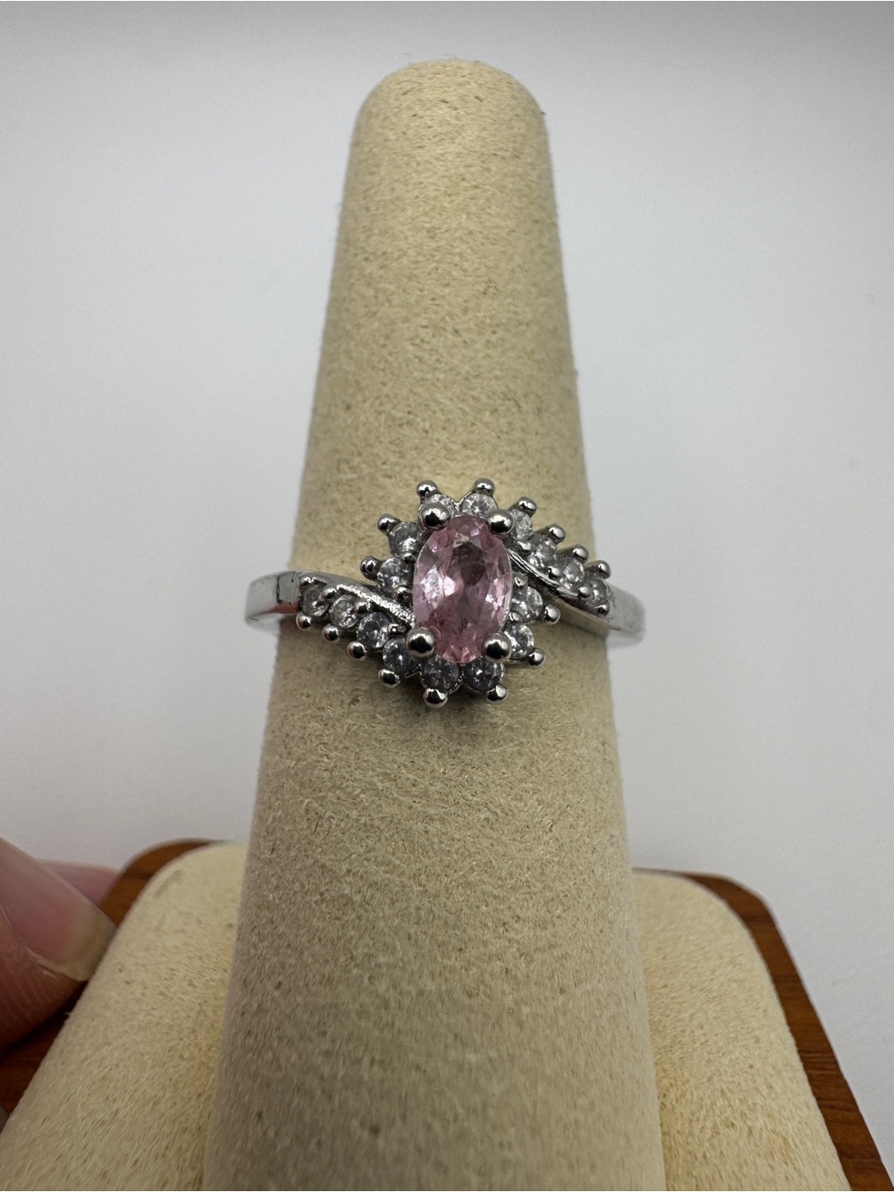 Gorgeous Pink & Clear Crystal Bypass Ring - quiet luxury